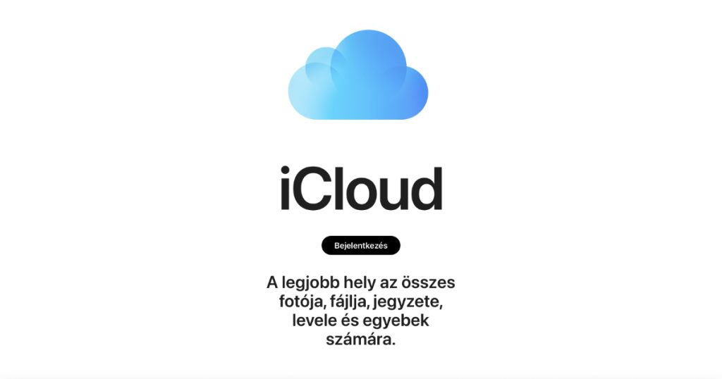 Az iCloud, az Apple felhőszolg&aacute;ltat&aacute;s&aacute;nak a nyit&oacute; k&eacute;pe